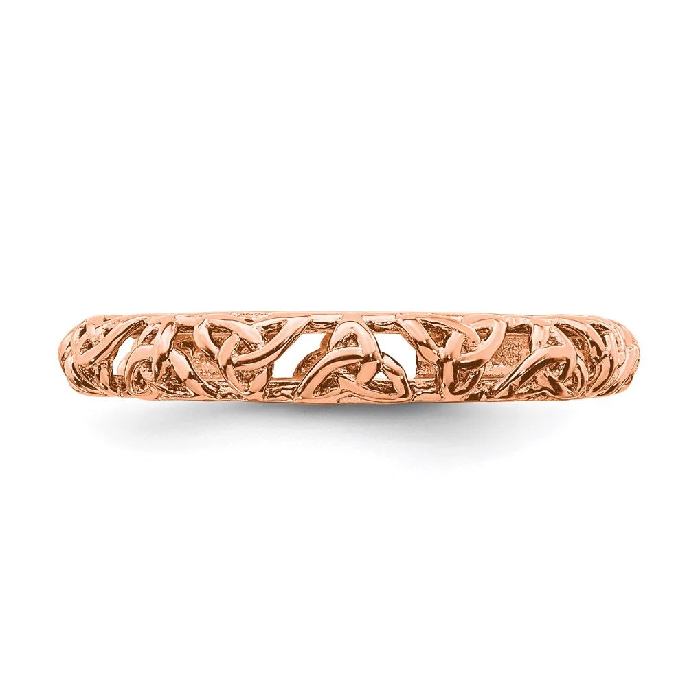 Stackable Expressions Jewelry Sterling Silver Stackable Expressions Pink-plated Celtic Knot Ring | QSK2008