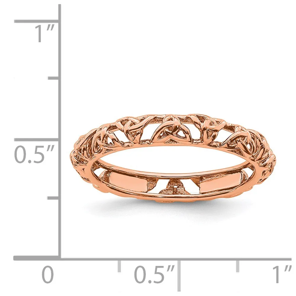 Stackable Expressions Jewelry Sterling Silver Stackable Expressions Pink-plated Celtic Knot Ring | QSK2008