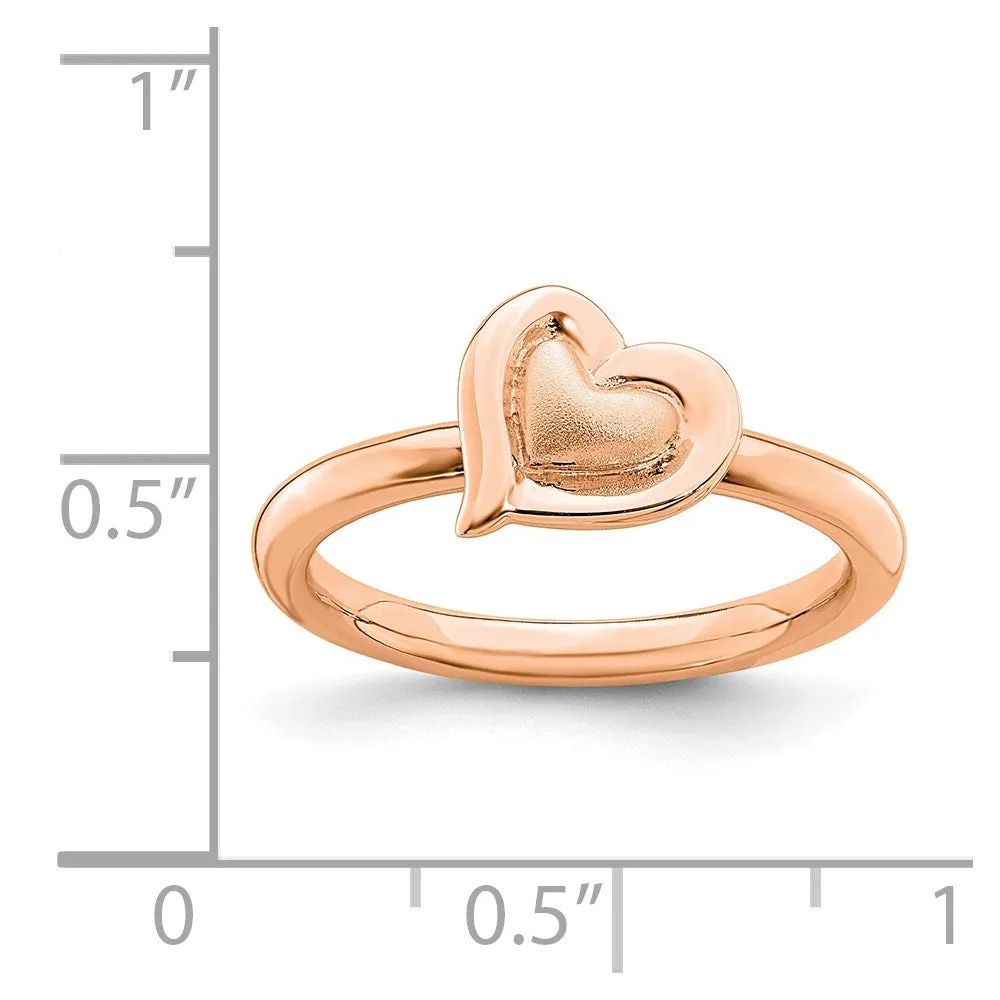 Stackable Expressions Jewelry Sterling Silver Stackable Expressions Pink-plated Heart Ring | QSK1625