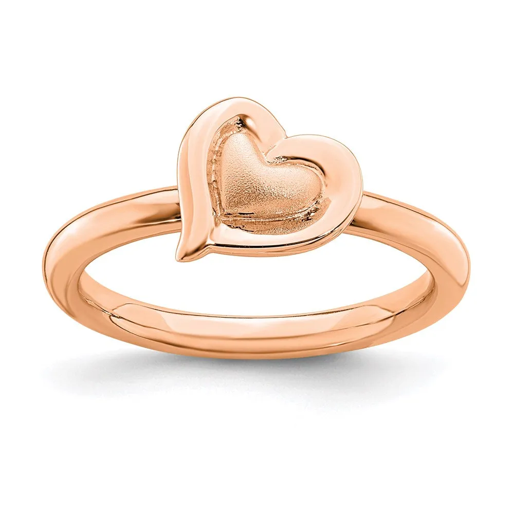 Stackable Expressions Jewelry Sterling Silver Stackable Expressions Pink-plated Heart Ring | QSK1625