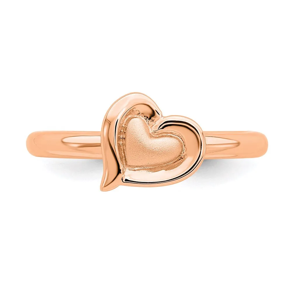 Stackable Expressions Jewelry Sterling Silver Stackable Expressions Pink-plated Heart Ring | QSK1625