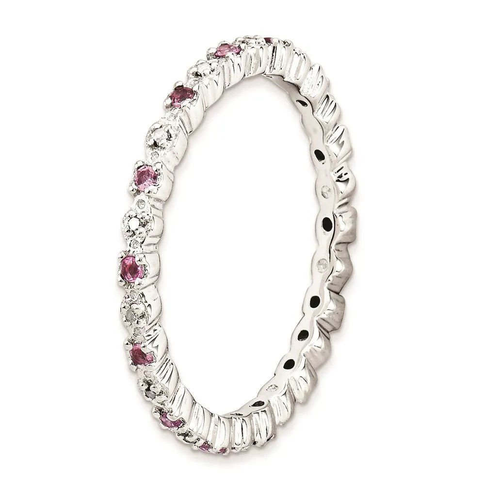 Stackable Expressions Jewelry Sterling Silver Stackable Expressions Pink Tourm. & Diamond Ring | QSK541