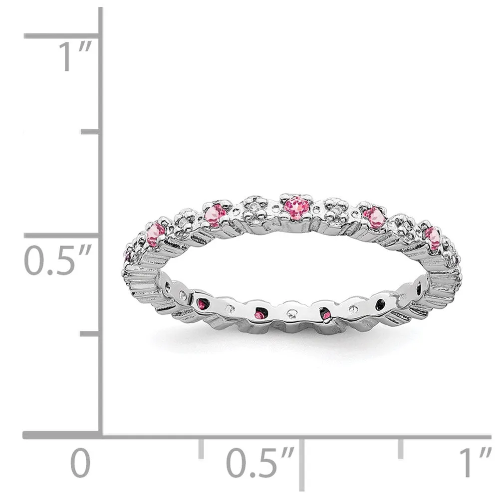 Stackable Expressions Jewelry Sterling Silver Stackable Expressions Pink Tourm. & Diamond Ring | QSK541