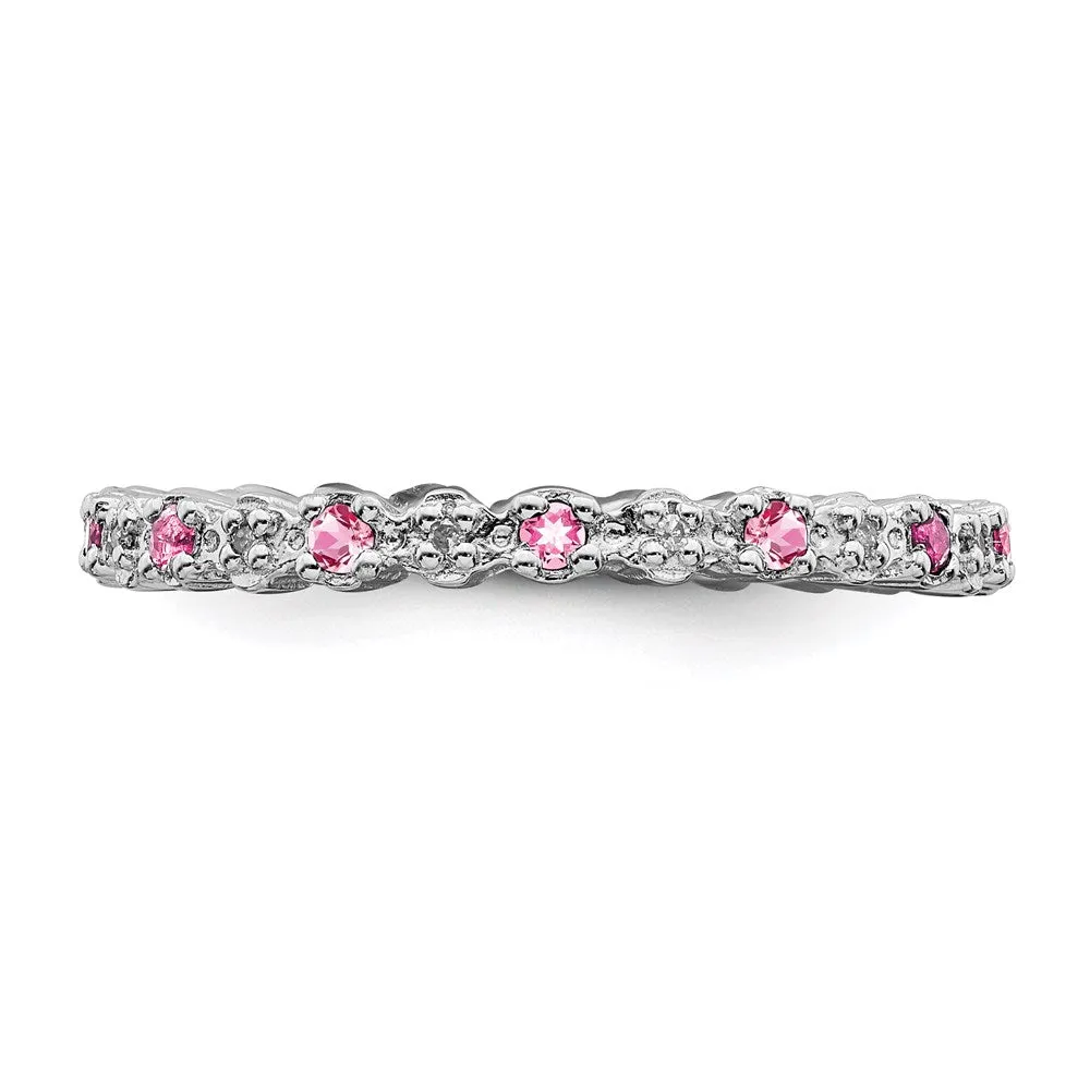 Stackable Expressions Jewelry Sterling Silver Stackable Expressions Pink Tourm. & Diamond Ring | QSK541