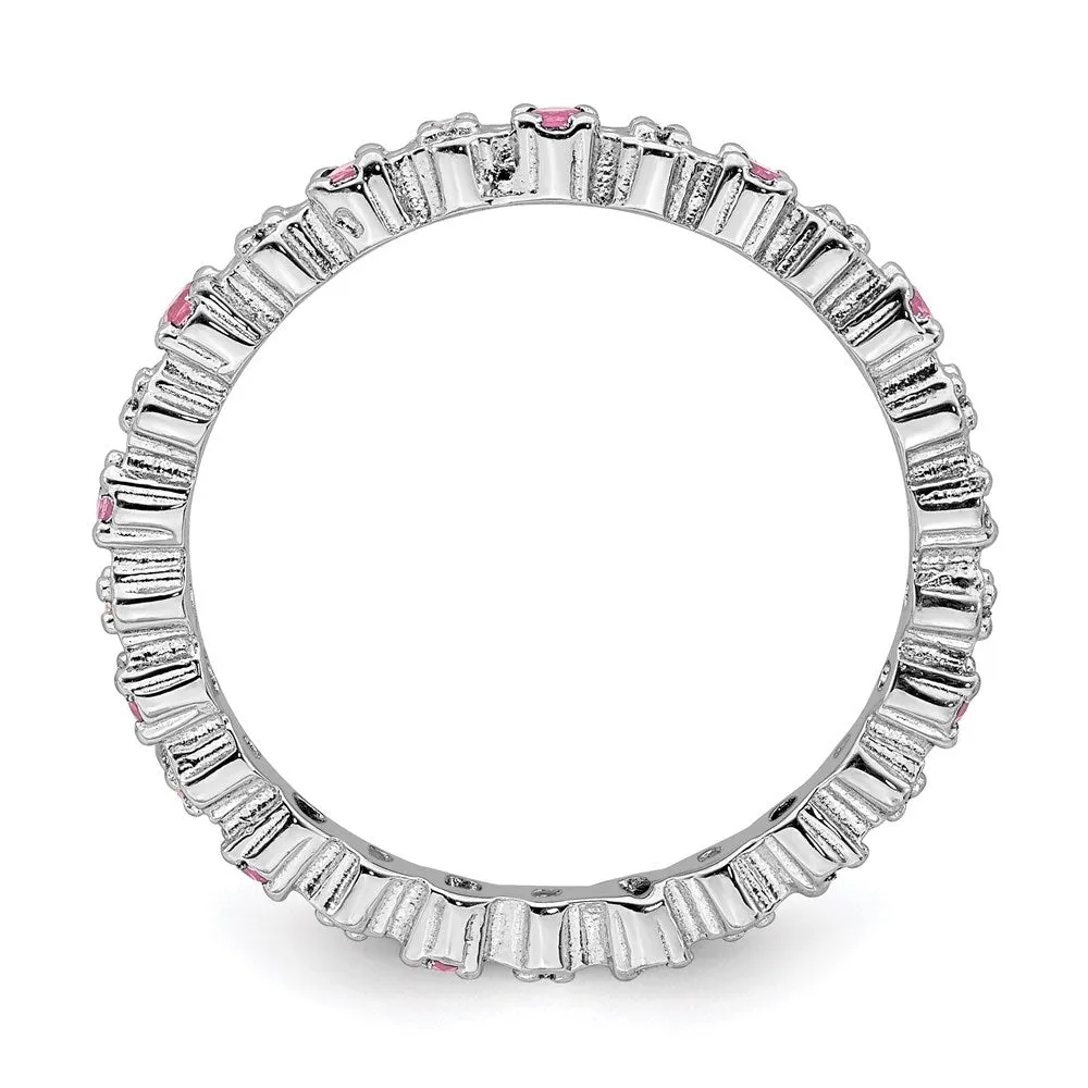 Stackable Expressions Jewelry Sterling Silver Stackable Expressions Pink Tourm. & Diamond Ring | QSK541