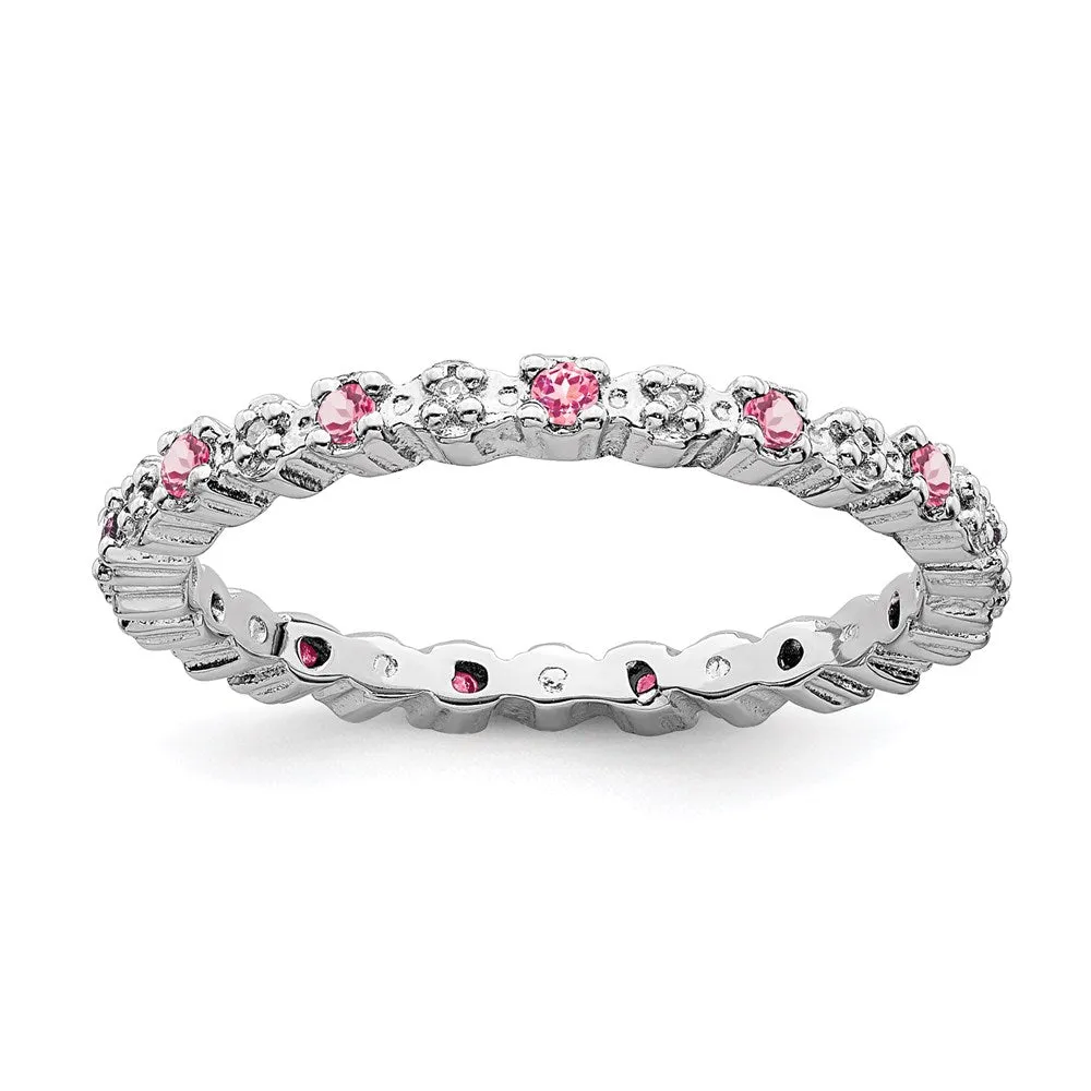 Stackable Expressions Jewelry Sterling Silver Stackable Expressions Pink Tourm. & Diamond Ring | QSK541