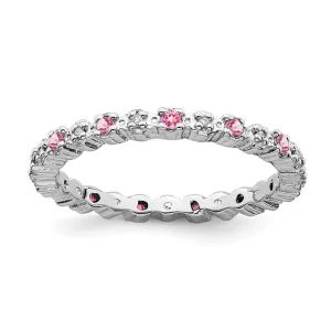 Stackable Expressions Jewelry Sterling Silver Stackable Expressions Pink Tourm. & Diamond Ring | QSK541