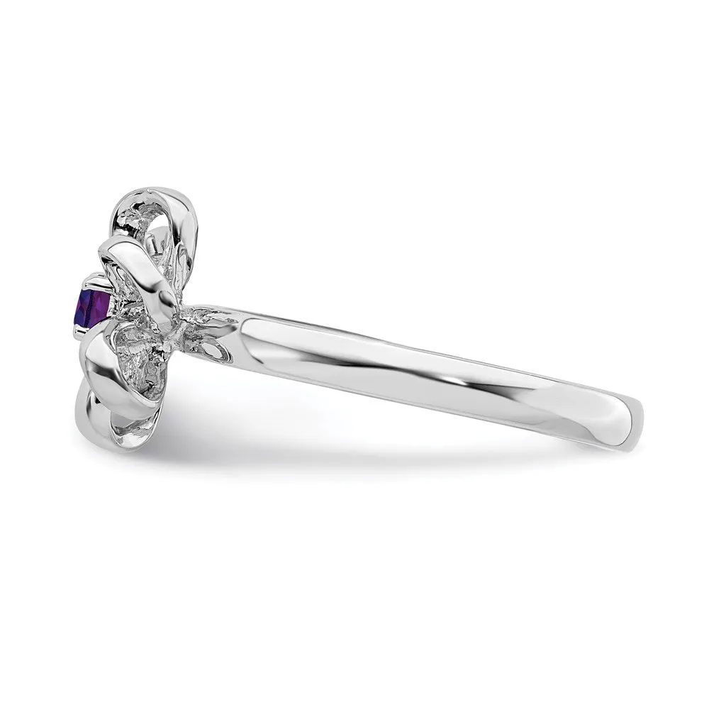 Stackable Expressions Jewelry Sterling Silver Stackable Expressions Polished Amethyst Flower Ring | QSK113