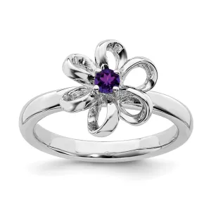 Stackable Expressions Jewelry Sterling Silver Stackable Expressions Polished Amethyst Flower Ring | QSK113