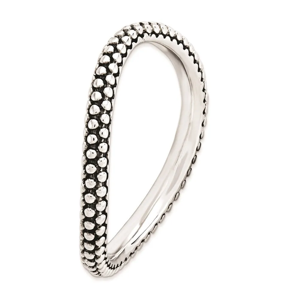 Stackable Expressions Jewelry Sterling Silver Stackable Expressions Polished Antiqued Wave Ring | QSK830