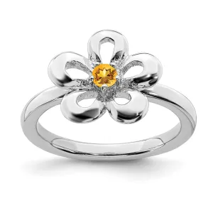Stackable Expressions Jewelry Sterling Silver Stackable Expressions Polished Citrine Flower Ring | QSK117