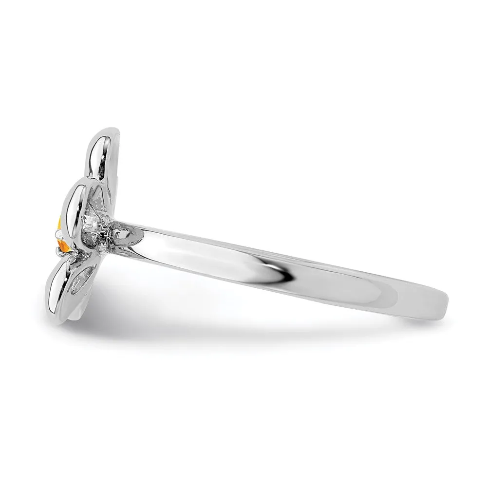 Stackable Expressions Jewelry Sterling Silver Stackable Expressions Polished Citrine Flower Ring | QSK117
