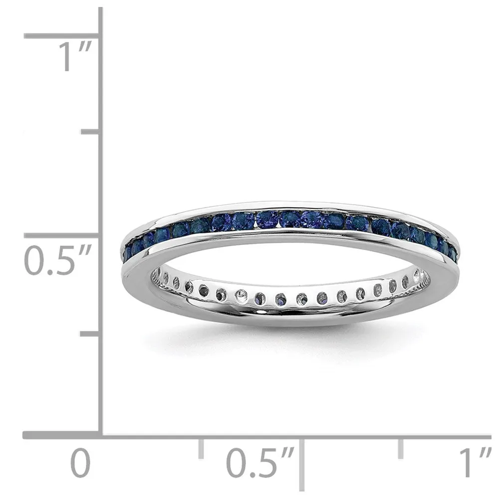 Stackable Expressions Jewelry Sterling Silver Stackable Expressions Polished Created Sapphire Ring | QSK659