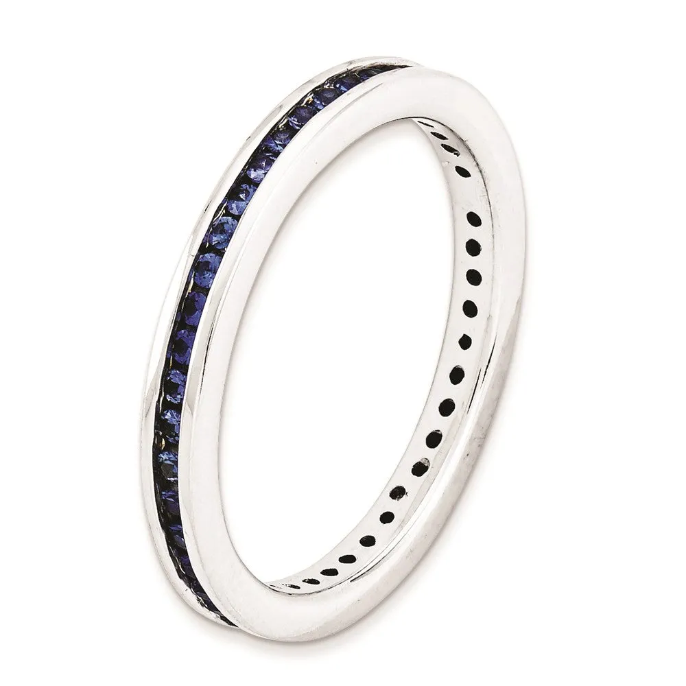 Stackable Expressions Jewelry Sterling Silver Stackable Expressions Polished Created Sapphire Ring | QSK659