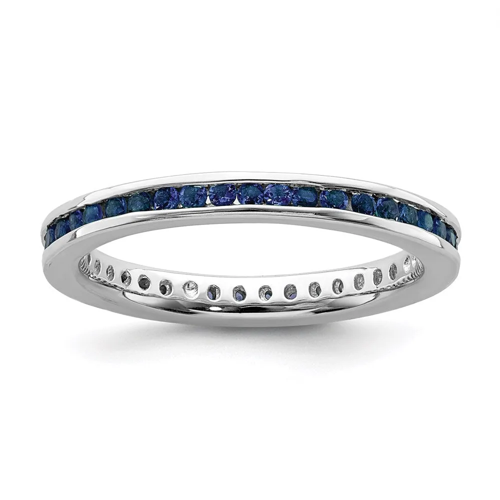 Stackable Expressions Jewelry Sterling Silver Stackable Expressions Polished Created Sapphire Ring | QSK659
