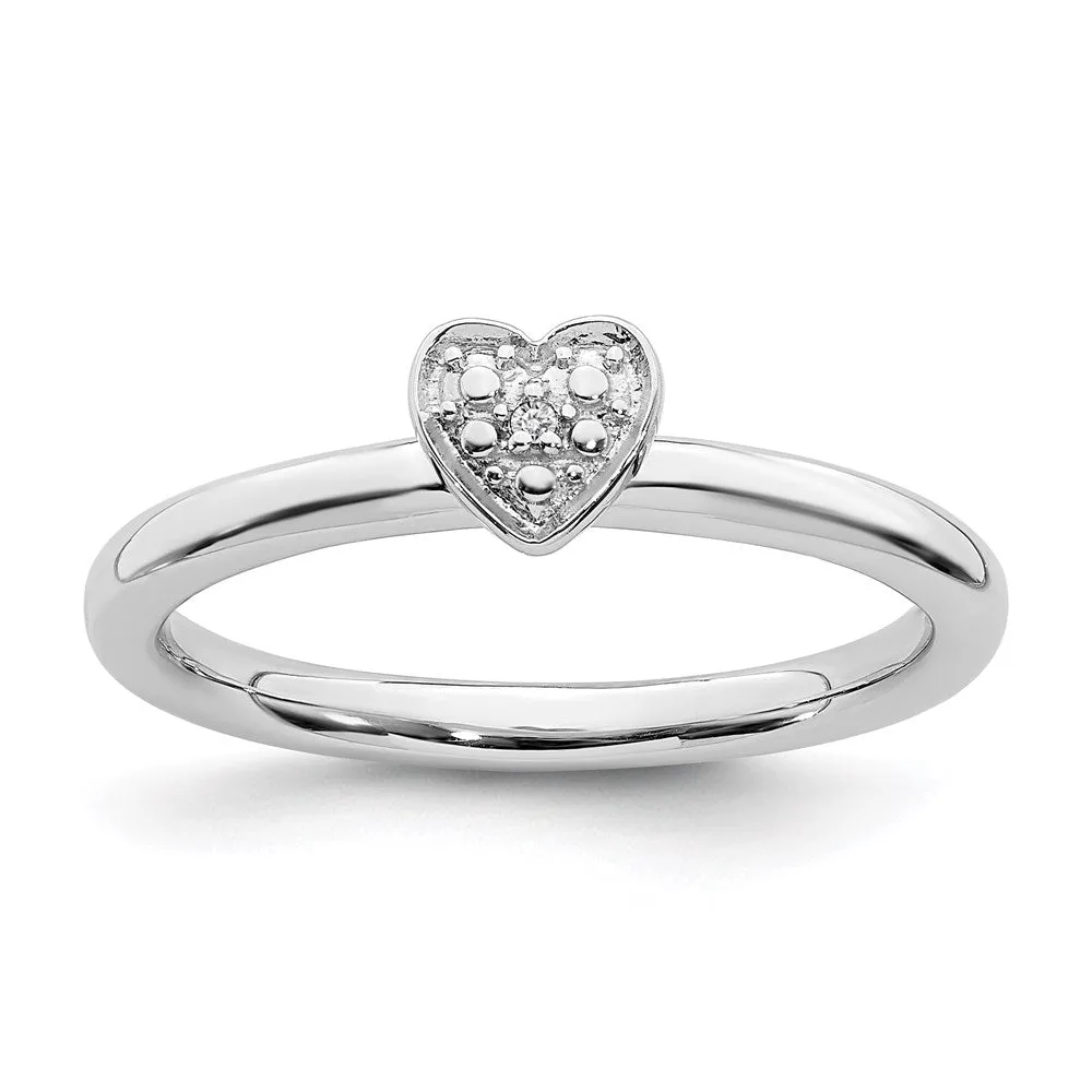 Stackable Expressions Jewelry Sterling Silver Stackable Expressions Polished Diamond Heart Ring | QSK1867