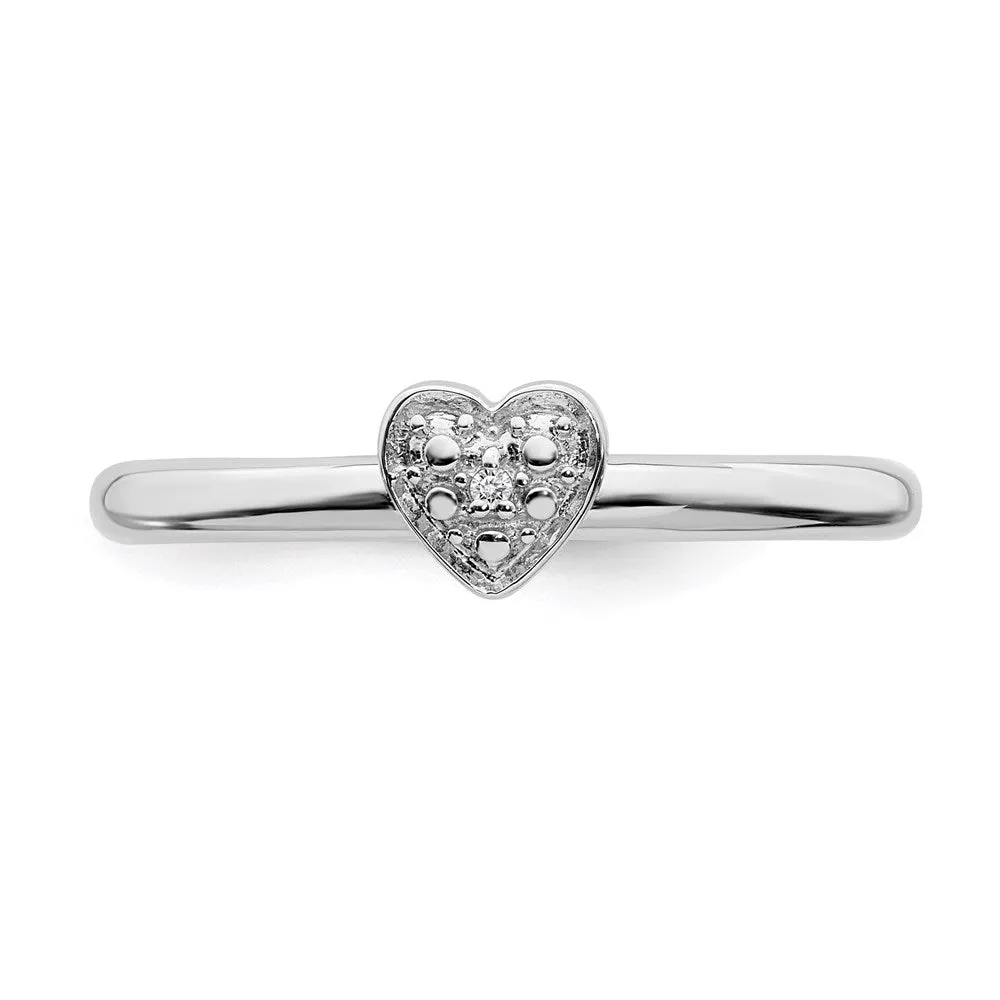 Stackable Expressions Jewelry Sterling Silver Stackable Expressions Polished Diamond Heart Ring | QSK1867