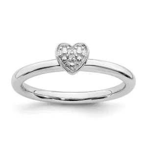 Stackable Expressions Jewelry Sterling Silver Stackable Expressions Polished Diamond Heart Ring | QSK1867