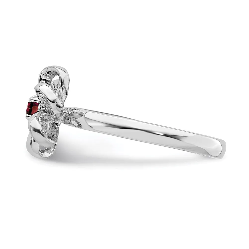 Stackable Expressions Jewelry Sterling Silver Stackable Expressions Polished Garnet Flower Ring | QSK115