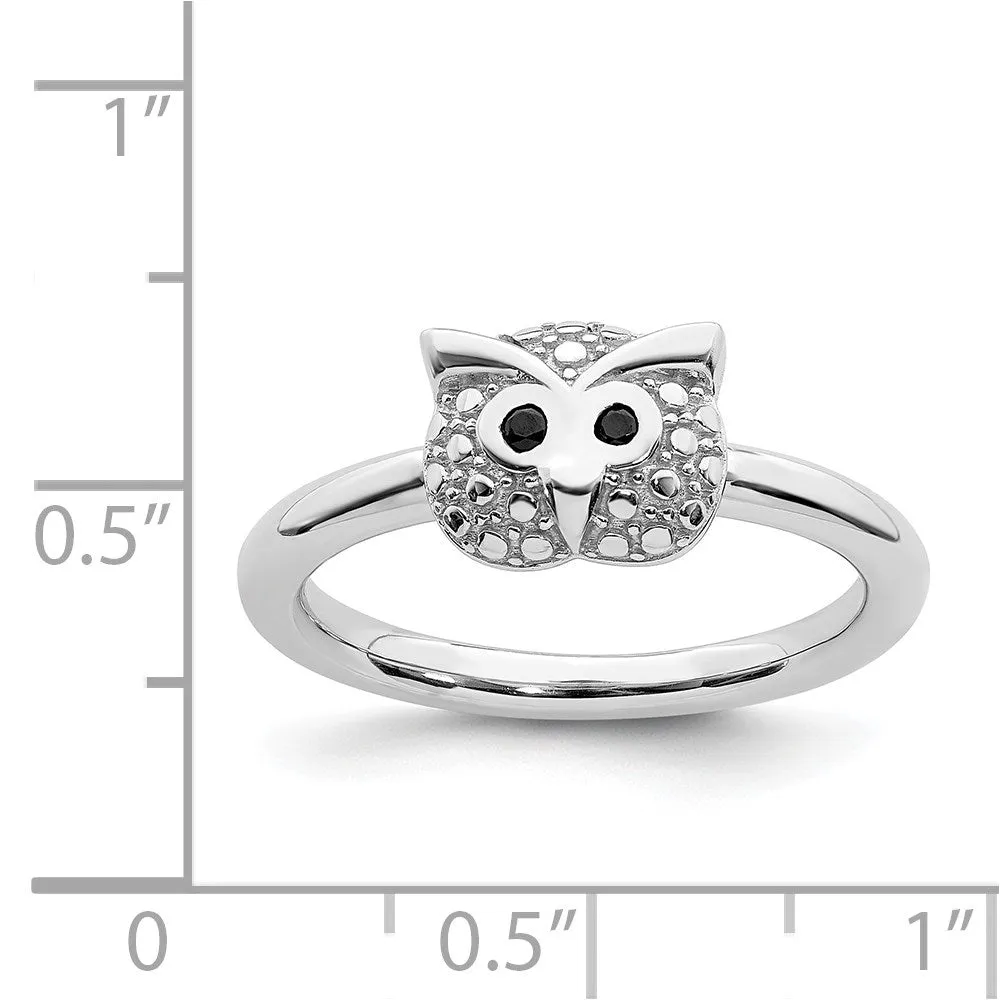 Stackable Expressions Jewelry Sterling Silver Stackable Expressions Polished Onyx Owl Ring | QSK1869