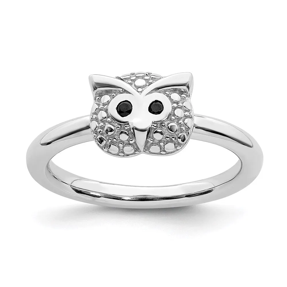 Stackable Expressions Jewelry Sterling Silver Stackable Expressions Polished Onyx Owl Ring | QSK1869