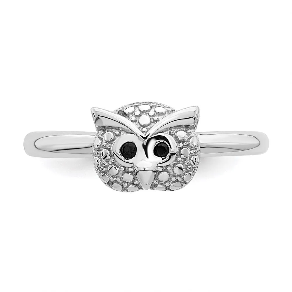 Stackable Expressions Jewelry Sterling Silver Stackable Expressions Polished Onyx Owl Ring | QSK1869