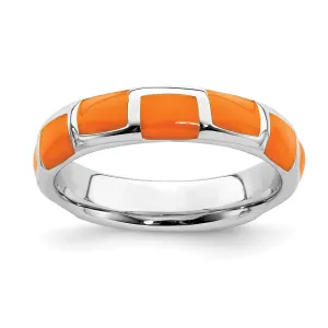 Stackable Expressions Jewelry Sterling Silver Stackable Expressions Polished Orange Enameled Ring | QSK595