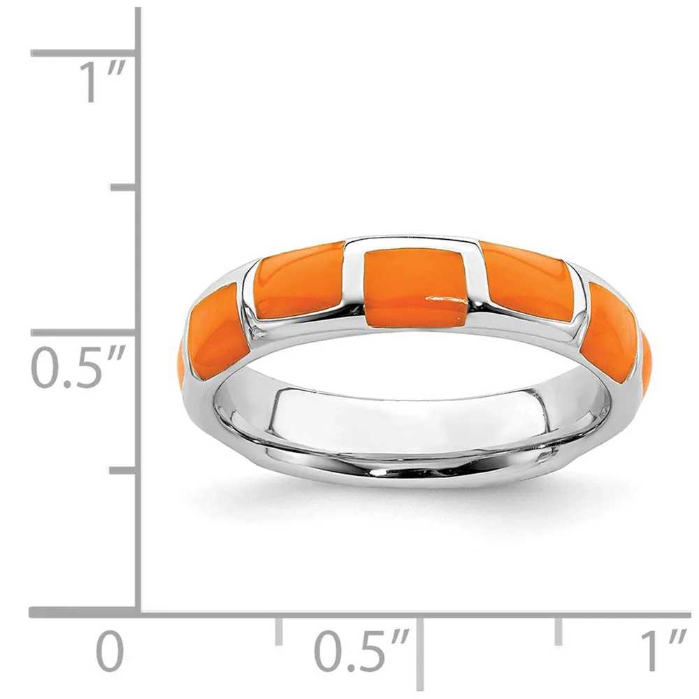 Stackable Expressions Jewelry Sterling Silver Stackable Expressions Polished Orange Enameled Ring | QSK595