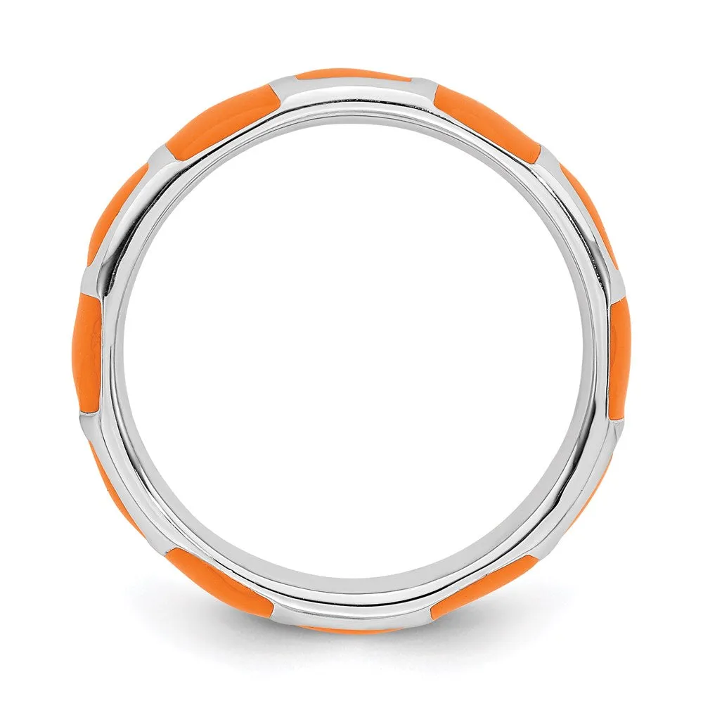 Stackable Expressions Jewelry Sterling Silver Stackable Expressions Polished Orange Enameled Ring | QSK595