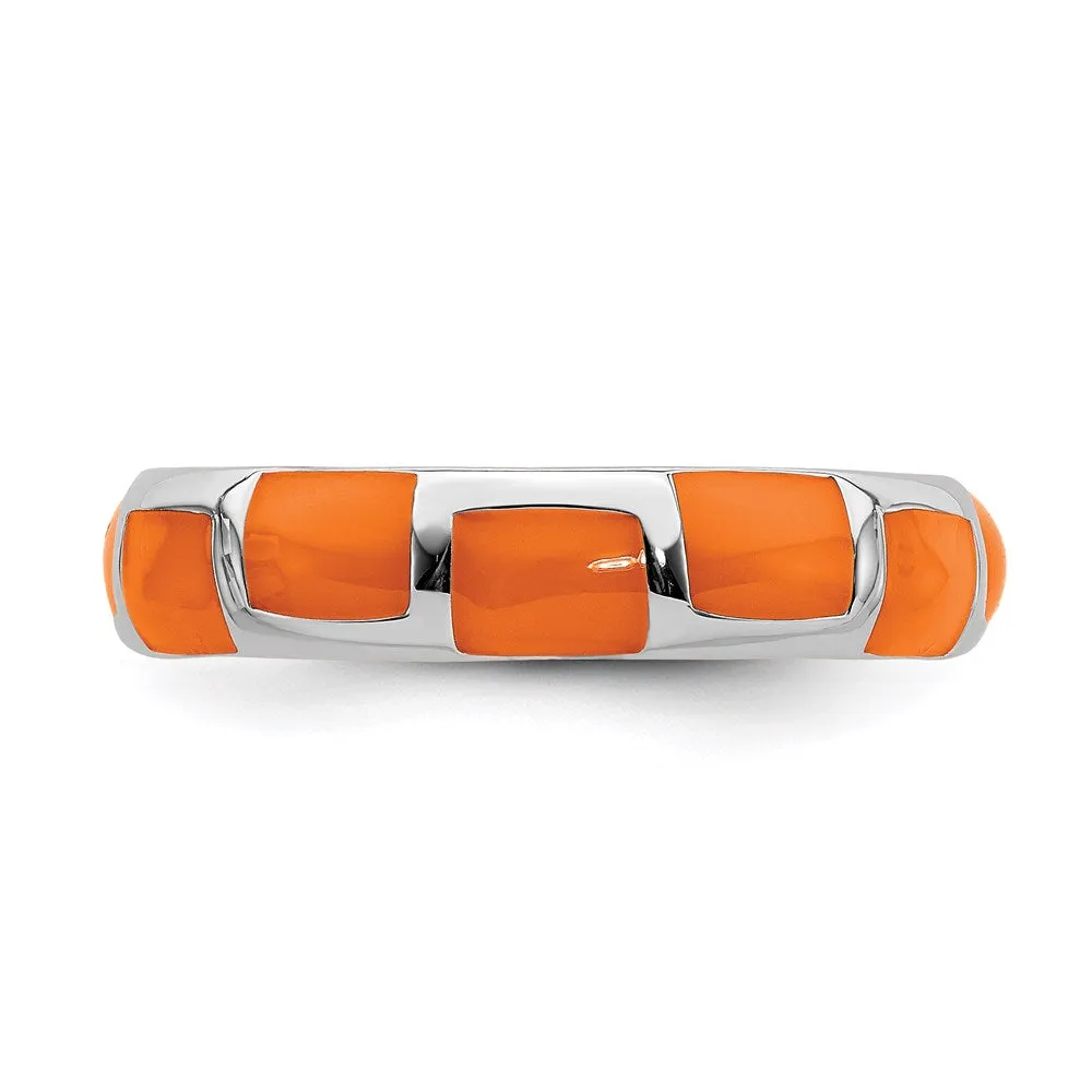Stackable Expressions Jewelry Sterling Silver Stackable Expressions Polished Orange Enameled Ring | QSK595