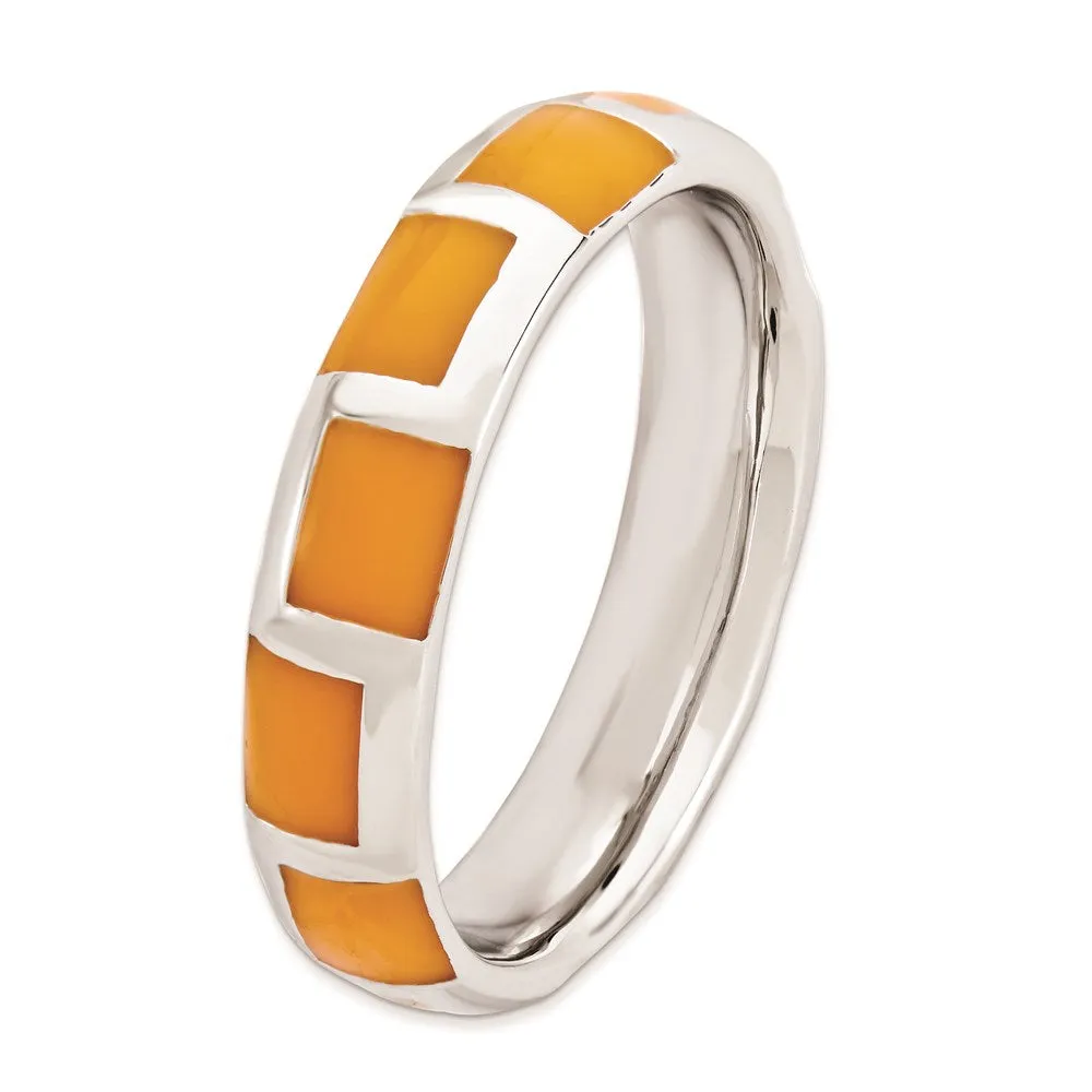 Stackable Expressions Jewelry Sterling Silver Stackable Expressions Polished Orange Enameled Ring | QSK595