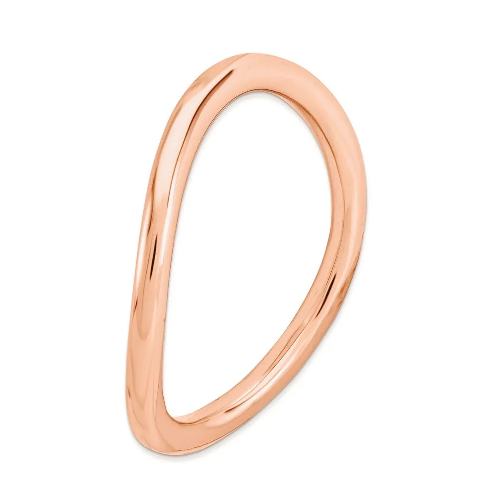 Stackable Expressions Jewelry Sterling Silver Stackable Expressions Polished Pink-plated Wave Ring | QSK712