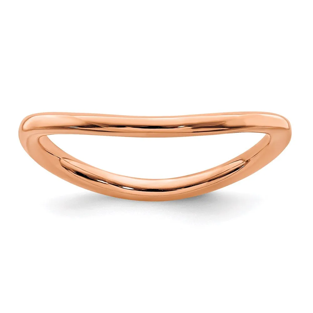 Stackable Expressions Jewelry Sterling Silver Stackable Expressions Polished Pink-plated Wave Ring | QSK712