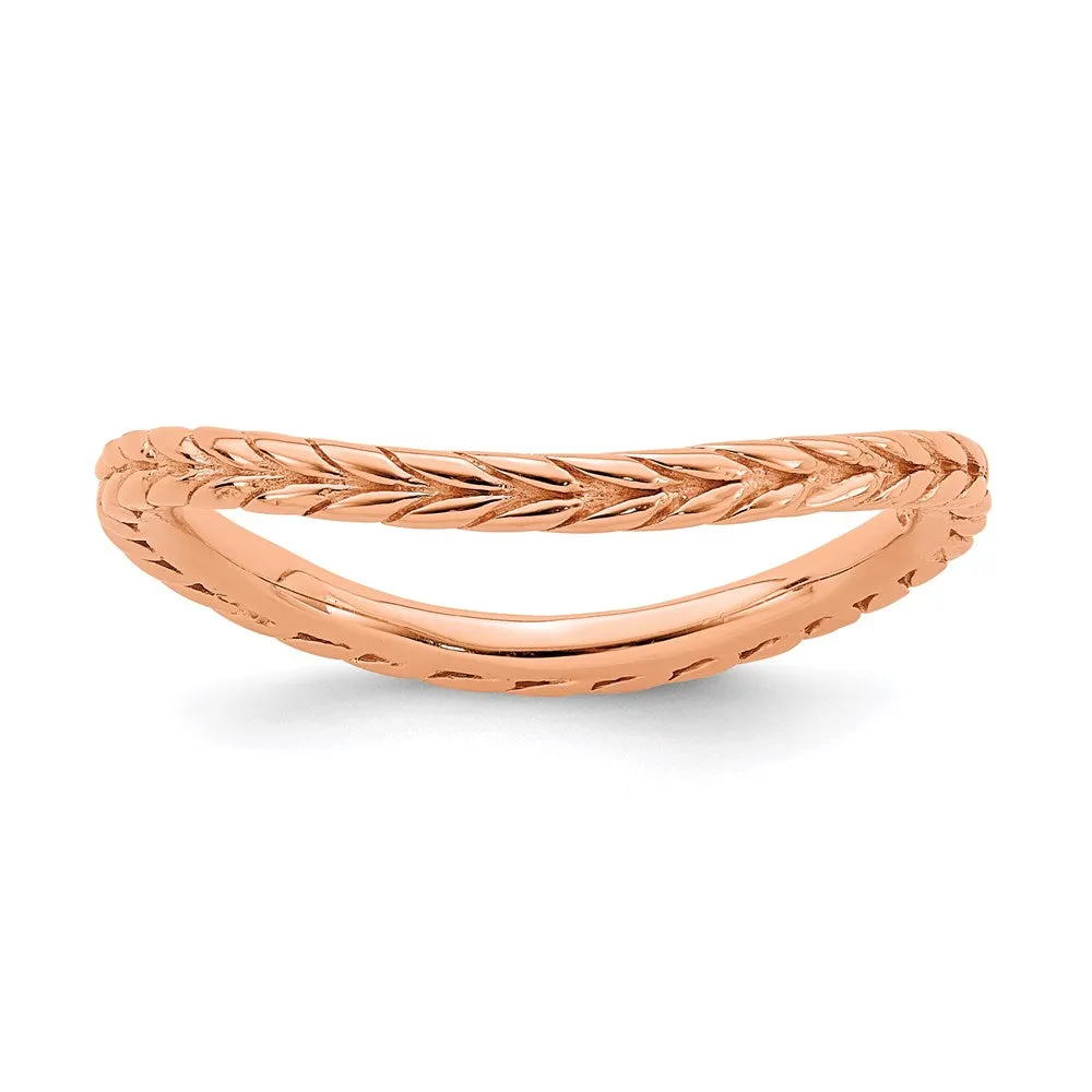Stackable Expressions Jewelry Sterling Silver Stackable Expressions Polished Pink-plated Wave Ring | QSK828