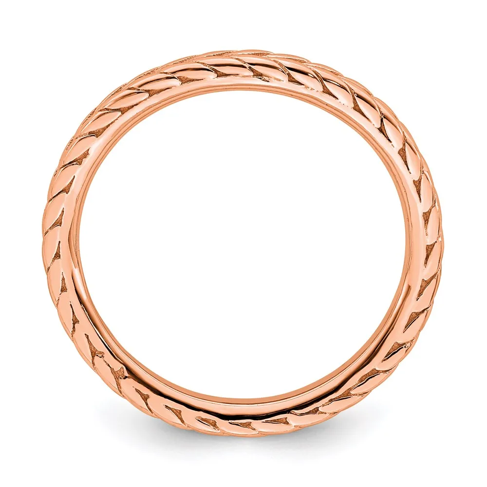 Stackable Expressions Jewelry Sterling Silver Stackable Expressions Polished Pink-plated Wave Ring | QSK828