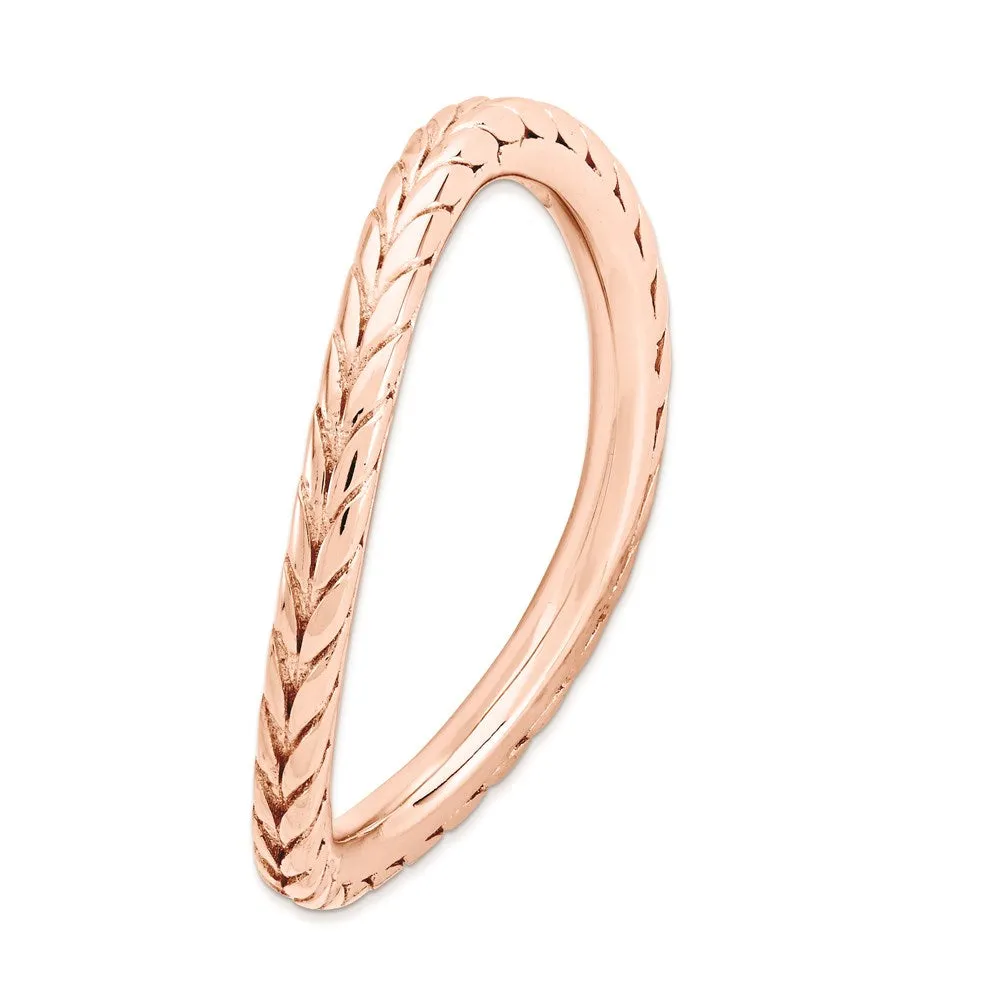 Stackable Expressions Jewelry Sterling Silver Stackable Expressions Polished Pink-plated Wave Ring | QSK828
