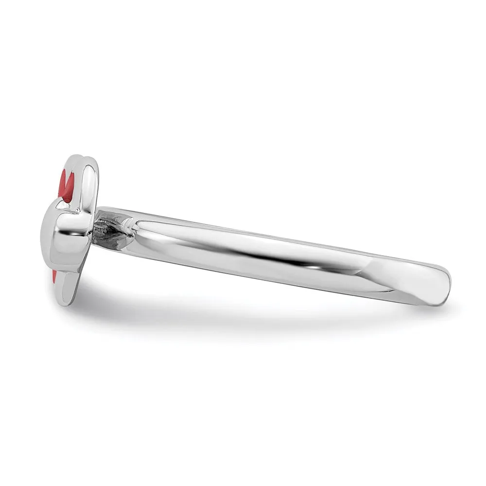 Stackable Expressions Jewelry Sterling Silver Stackable Expressions Polished Red Enameled Heart Ring | QSK109