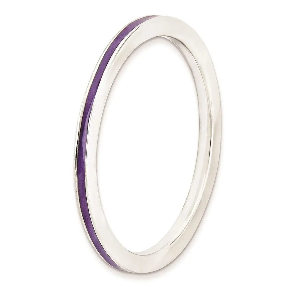 Stackable Expressions Jewelry Sterling Silver Stackable Expressions Purple Enameled 1.5mm Ring | QSK136