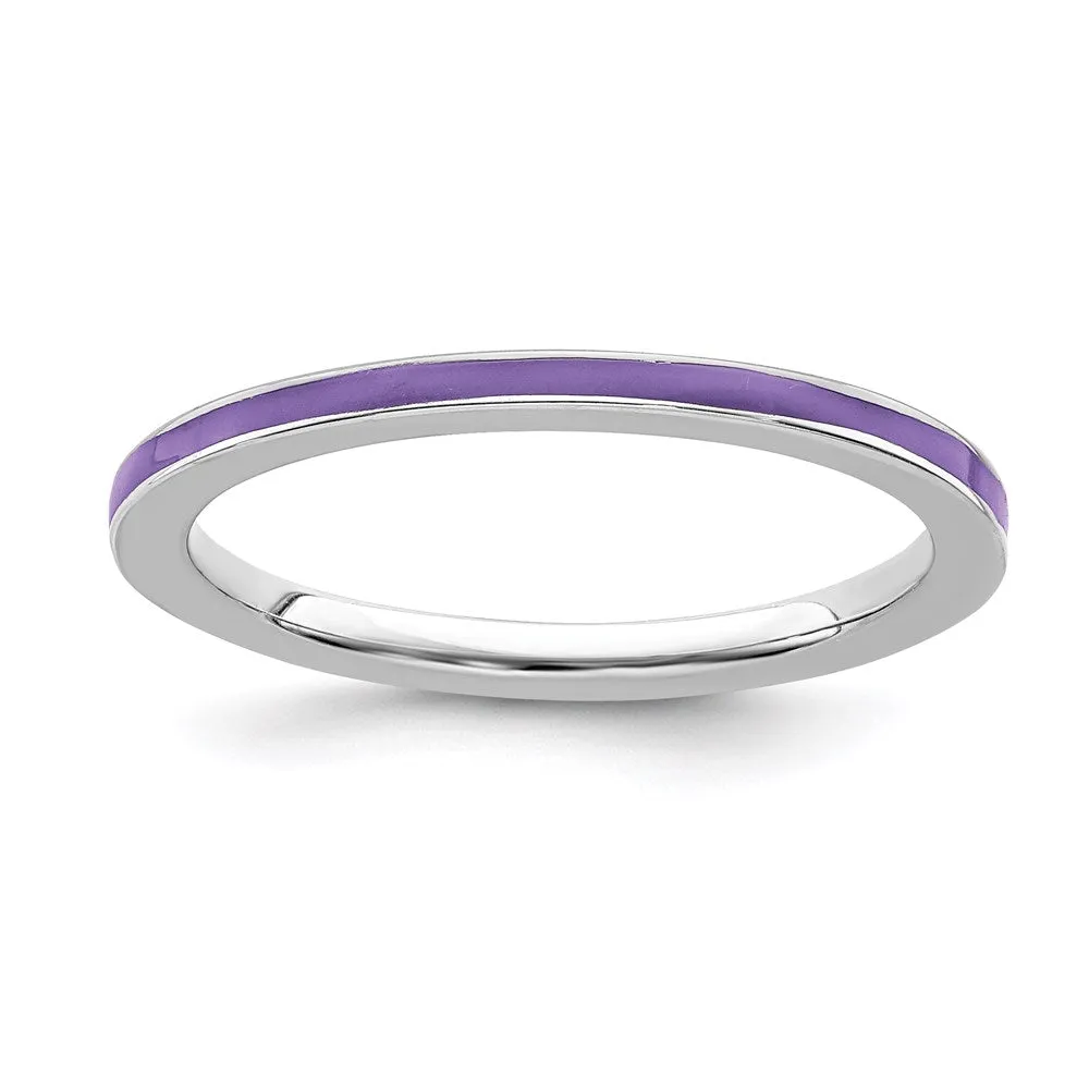 Stackable Expressions Jewelry Sterling Silver Stackable Expressions Purple Enameled 1.5mm Ring | QSK136