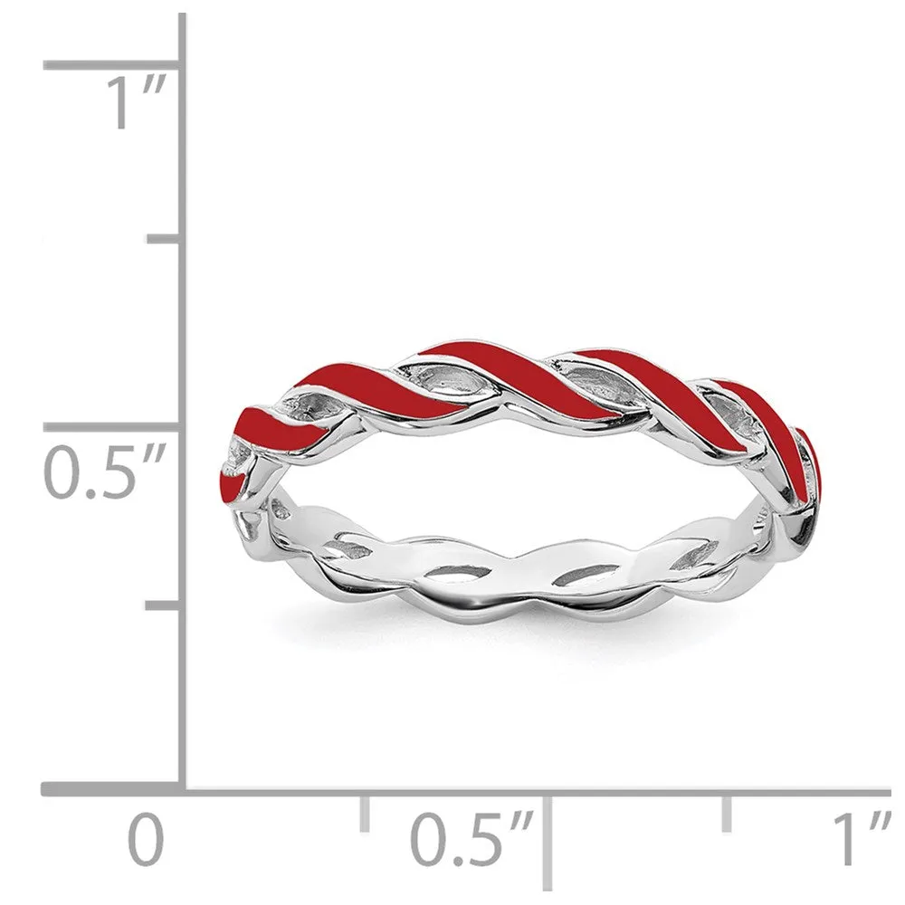 Stackable Expressions Jewelry Sterling Silver Stackable Expressions Red Enamel Ring | QSK1509