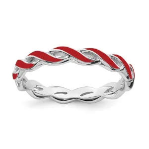 Stackable Expressions Jewelry Sterling Silver Stackable Expressions Red Enamel Ring | QSK1509