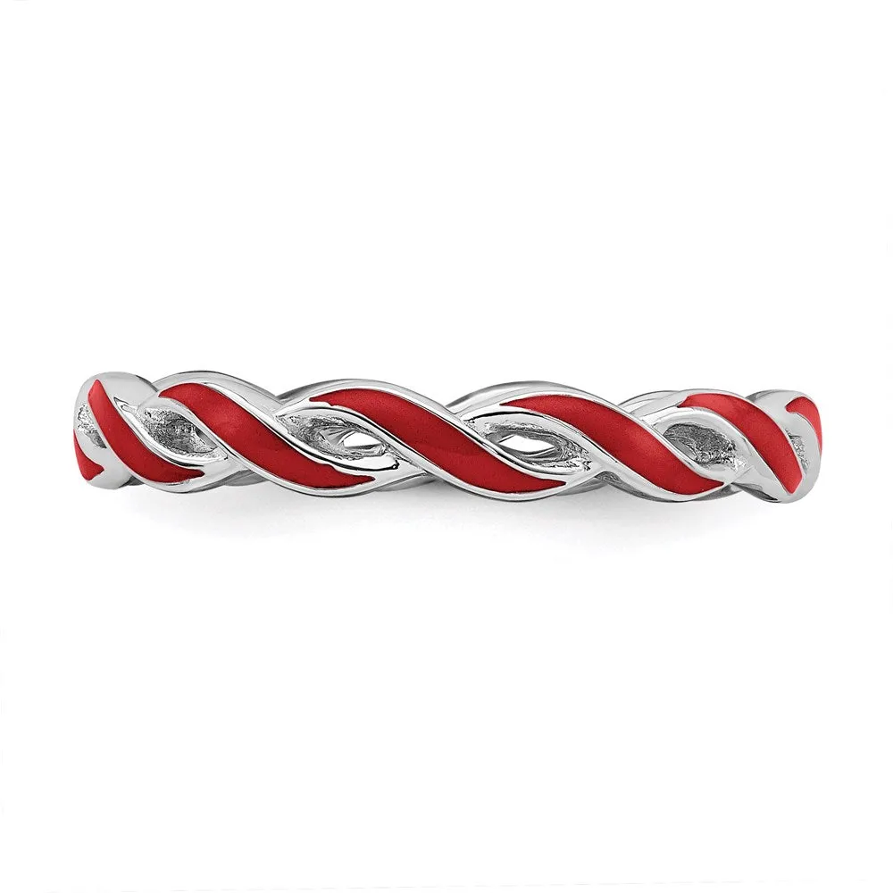 Stackable Expressions Jewelry Sterling Silver Stackable Expressions Red Enamel Ring | QSK1509