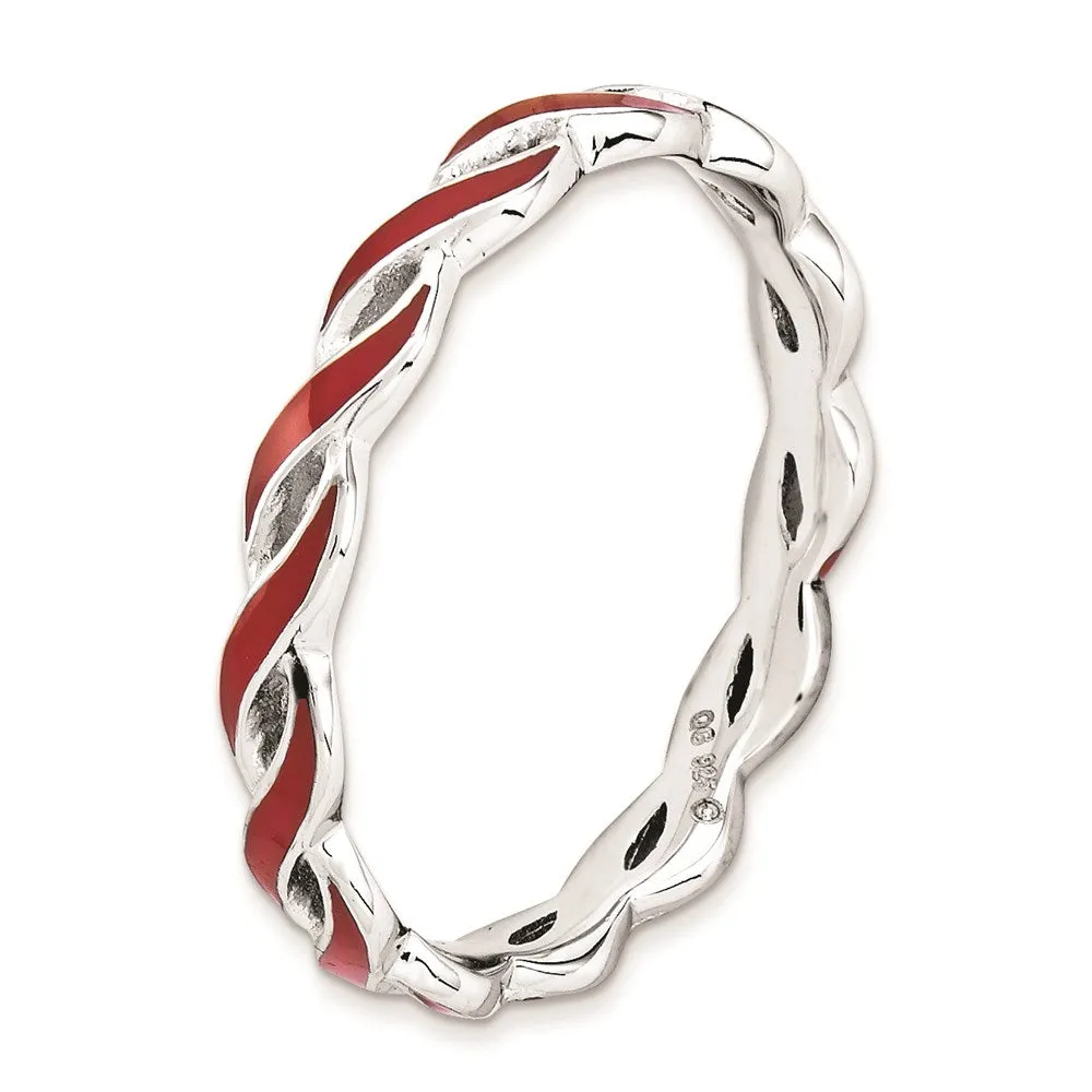 Stackable Expressions Jewelry Sterling Silver Stackable Expressions Red Enamel Ring | QSK1509