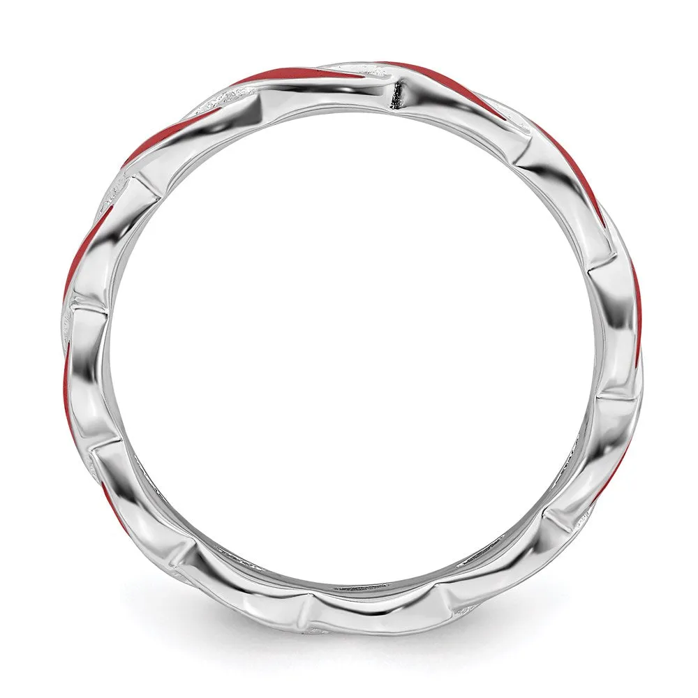 Stackable Expressions Jewelry Sterling Silver Stackable Expressions Red Enamel Ring | QSK1509