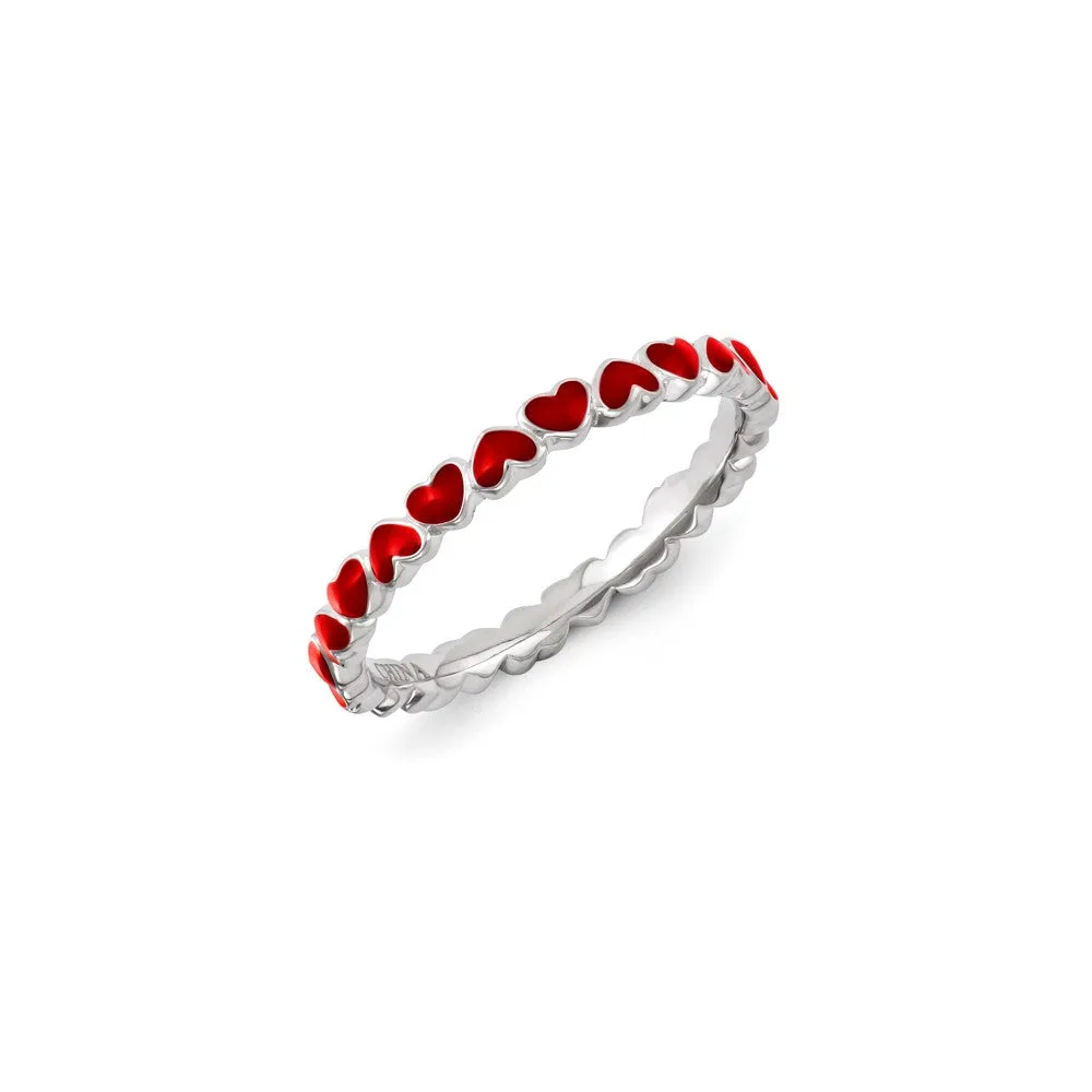 Stackable Expressions Jewelry Sterling Silver Stackable Expressions Red Enameled Ring | QSK1143