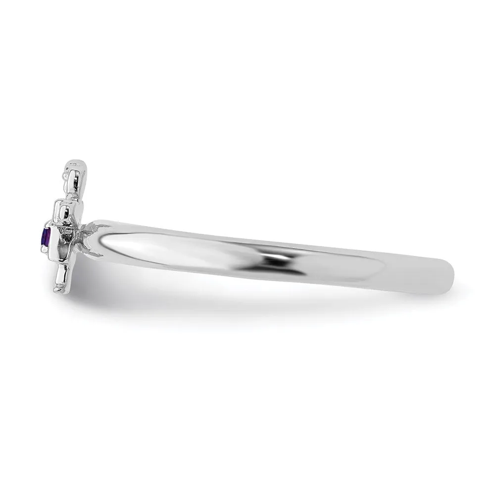 Stackable Expressions Jewelry Sterling Silver Stackable Expressions Rhodium Amethyst Girl Ring | QSK192