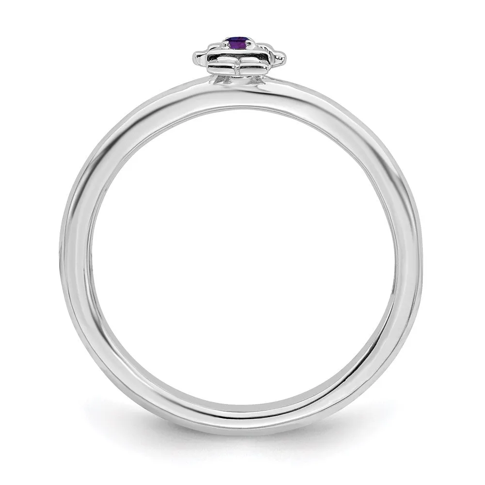 Stackable Expressions Jewelry Sterling Silver Stackable Expressions Rhodium Amethyst Girl Ring | QSK192