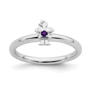 Stackable Expressions Jewelry Sterling Silver Stackable Expressions Rhodium Amethyst Girl Ring | QSK192