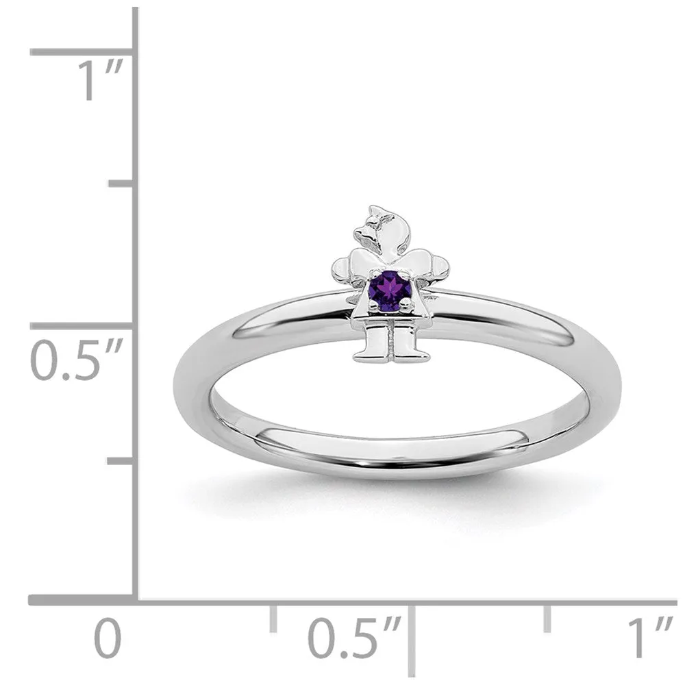 Stackable Expressions Jewelry Sterling Silver Stackable Expressions Rhodium Amethyst Girl Ring | QSK192