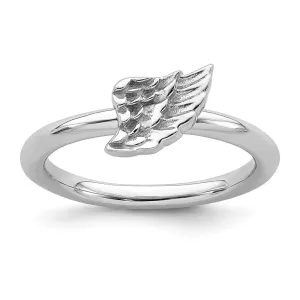 Stackable Expressions Jewelry Sterling Silver Stackable Expressions Rhodium Angel Wing Ring | QSK1986